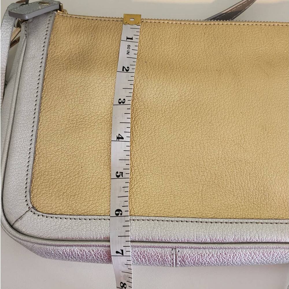 Rovimoss Gold Leather Crossbody Purse with Silver Trim - Picture 5 of 8